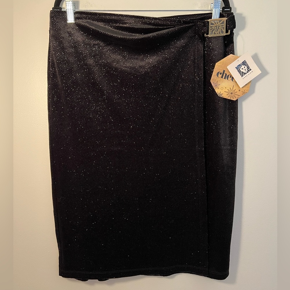 Anne Klein Cheers Black Sparkle Skirt Size L NWT